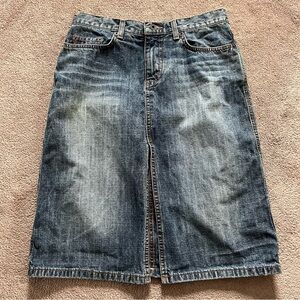 Vintage Express Jeans Front Slit Denim Midi Skirt